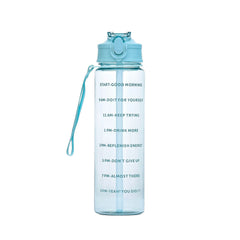 MEDIUM TRANSPARENT (BLUE) WATER BOTTLE WITH STRAW