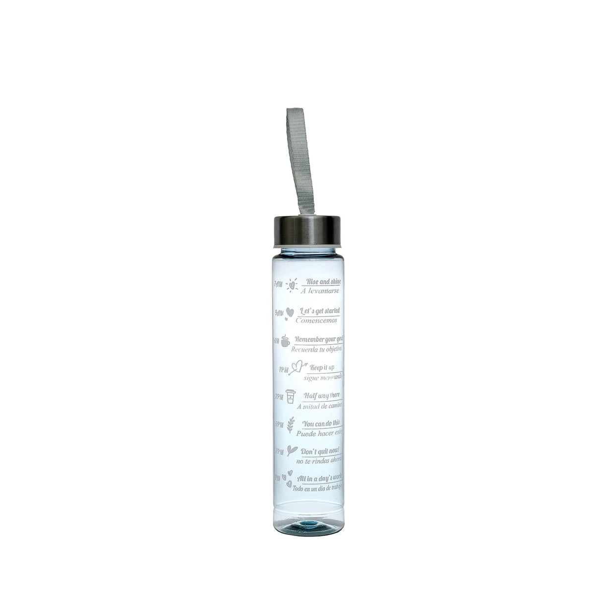 SMALL TRANSPARENT (BLUE) WATER BOTTLE WITH STRAW
