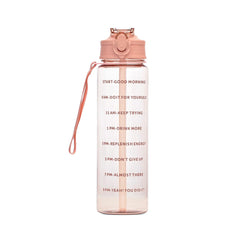 MEDIUM TRANSPARENT (PEACH) WATER BOTTLE WITH STRAW