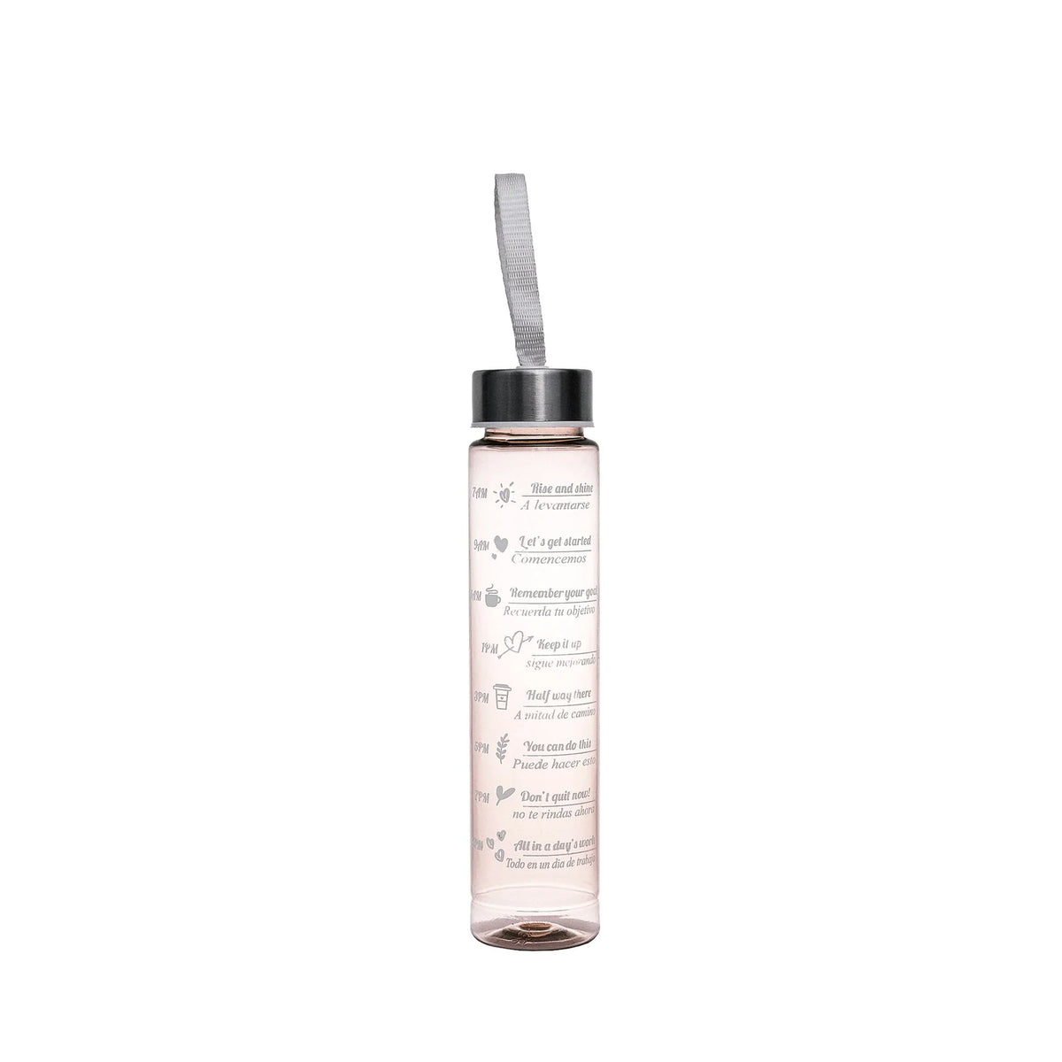 SMALL TRANSPARENT (PEACH) WATER BOTTLE WITH STRAW