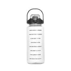 LARGE TRANSPARENT (BLACK) WATER BOTTLE WITH STRAW