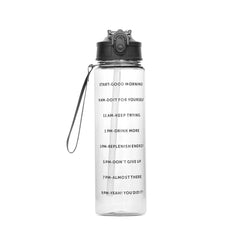 MEDIUM TRANSPARENT (BLACK) WATER BOTTLE WITH STRAW