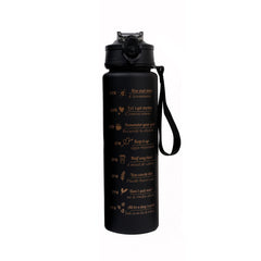 MEDIUM BLACK WATER BOTTLE WITH STRAW