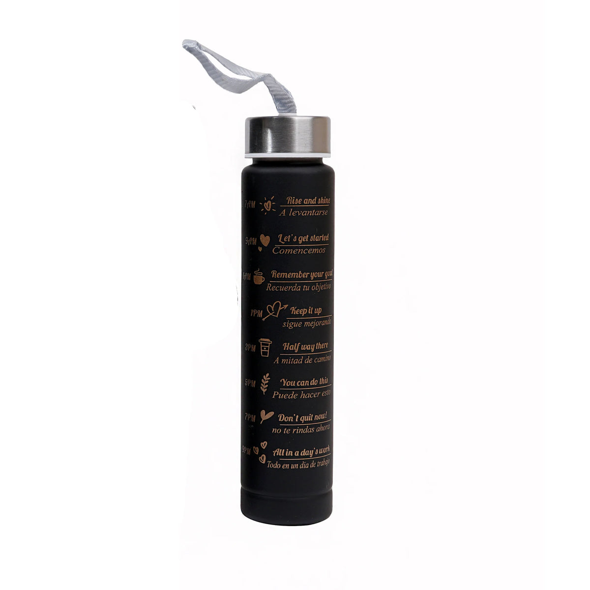 SMALL BLACK WATER BOTTLE WITH STRAW