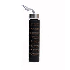 SMALL BLACK WATER BOTTLE WITH STRAW