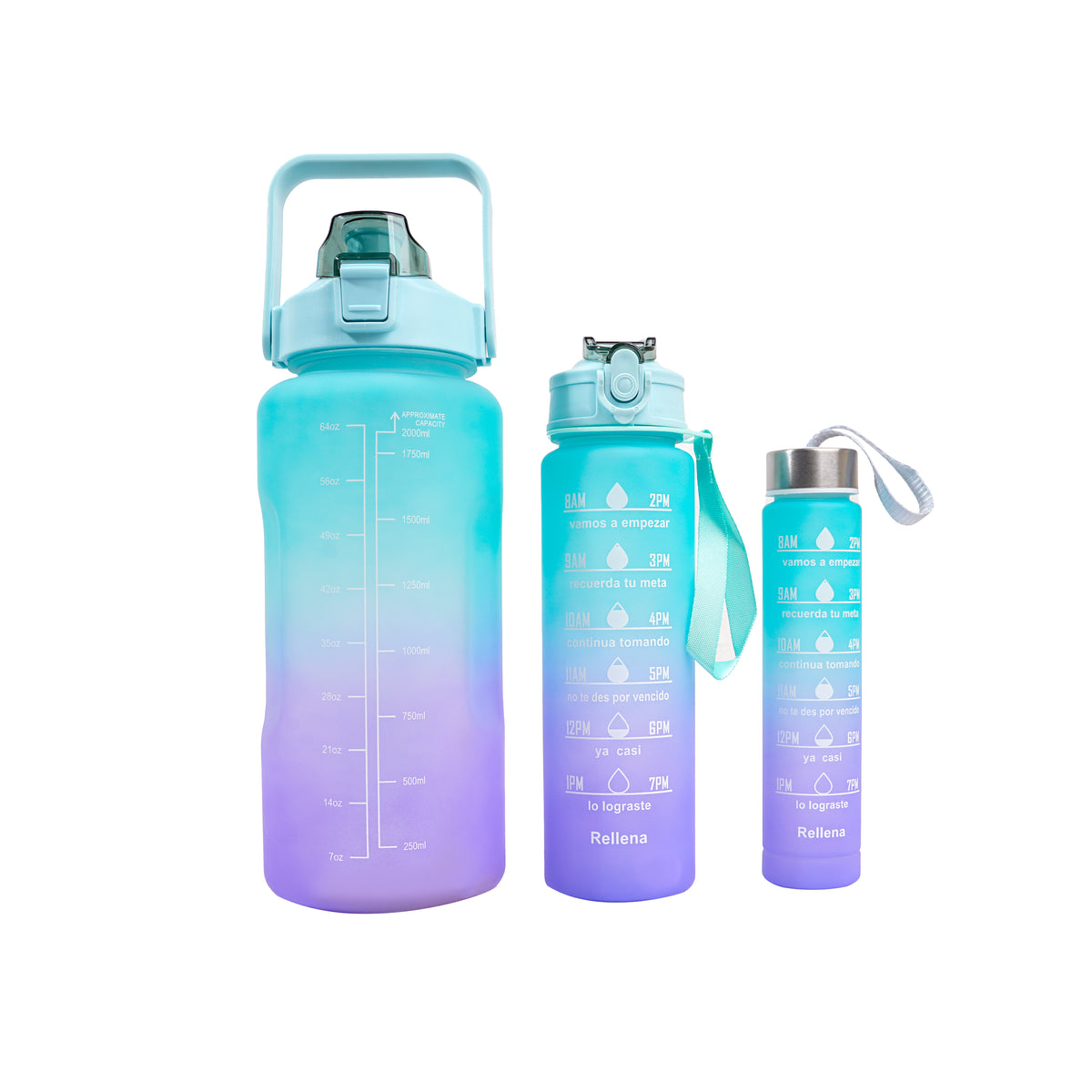 3 PCS TRANSPARENT WATER BOTTLE WITH STRAW
