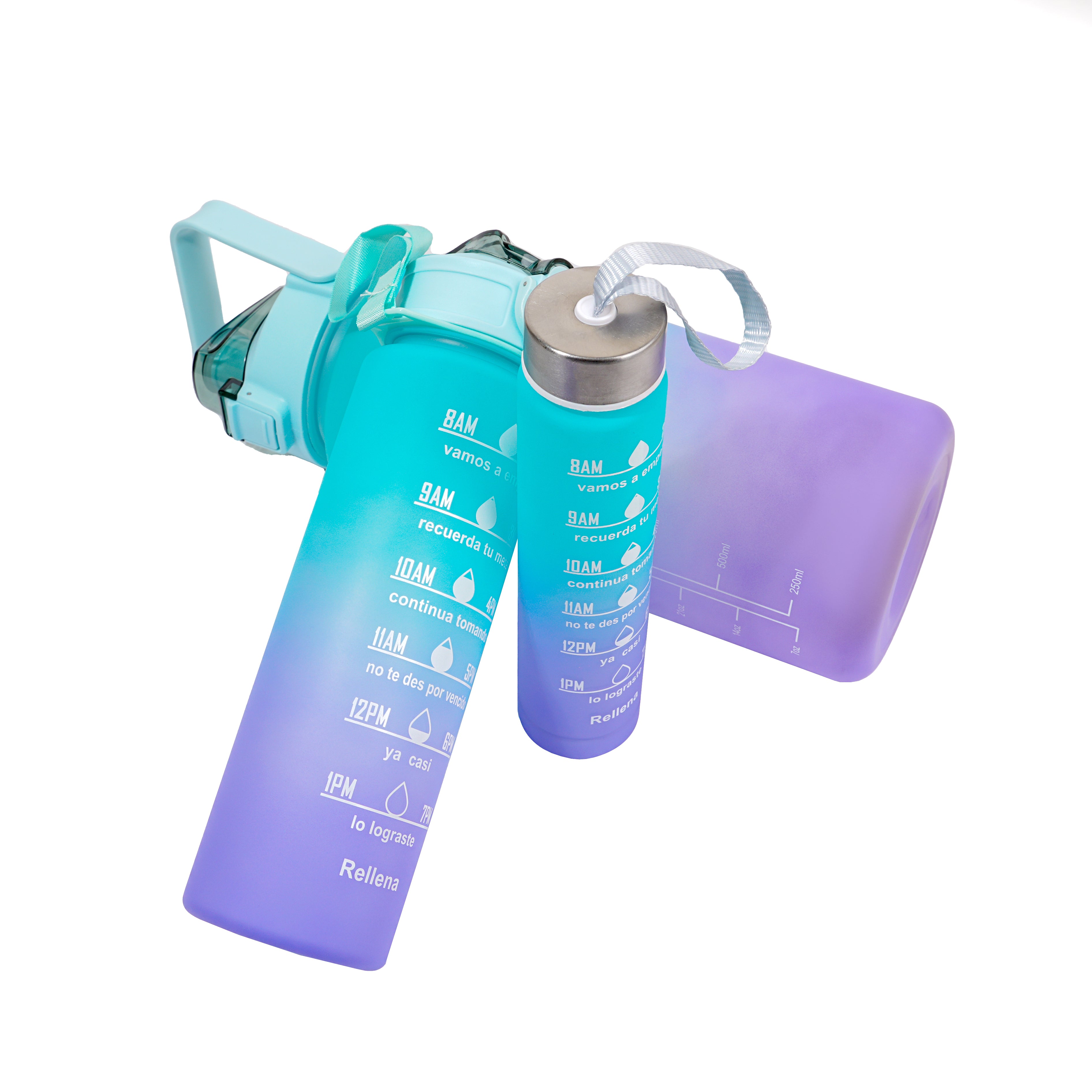 3 PCS TRANSPARENT WATER BOTTLE WITH STRAW