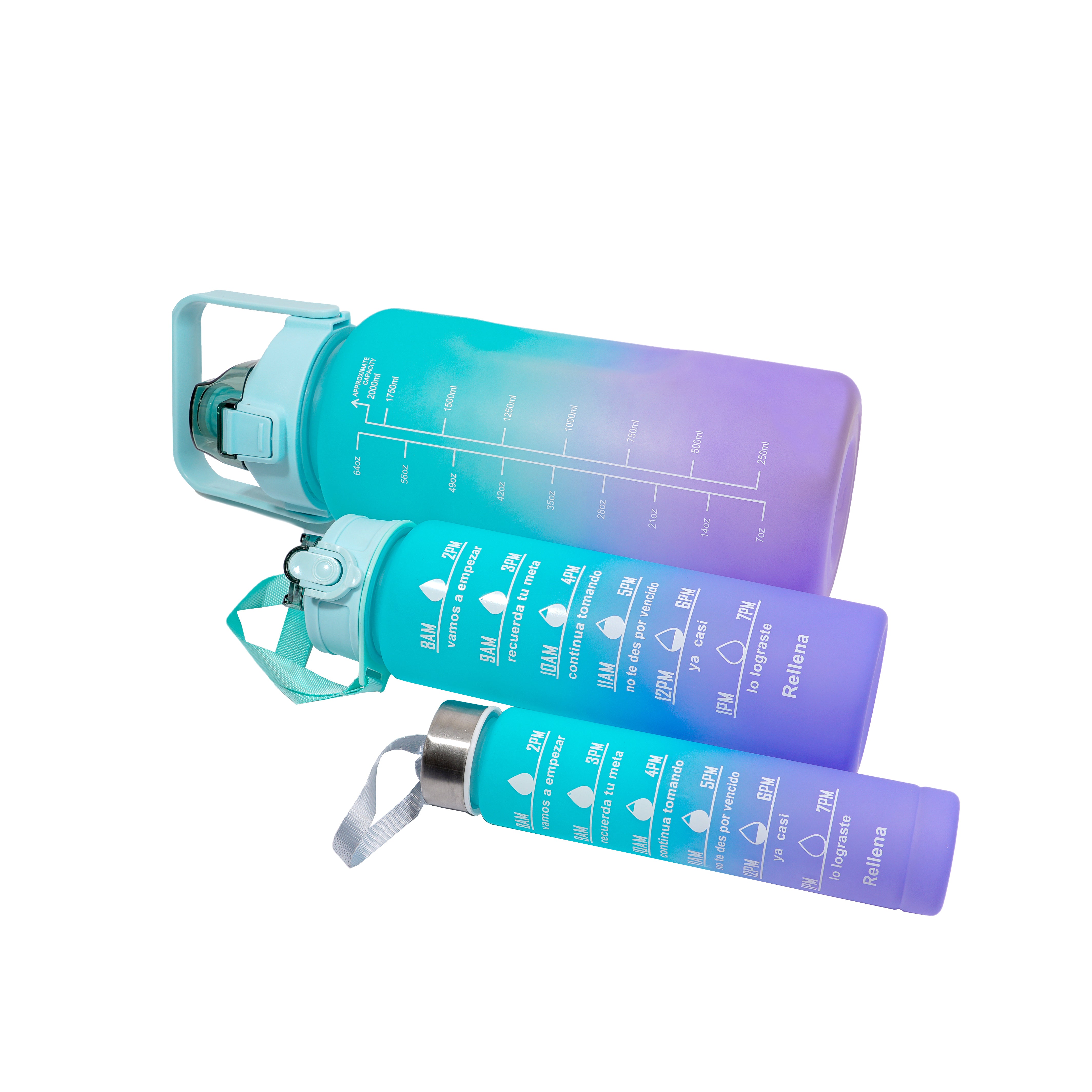 3 PCS TRANSPARENT WATER BOTTLE WITH STRAW