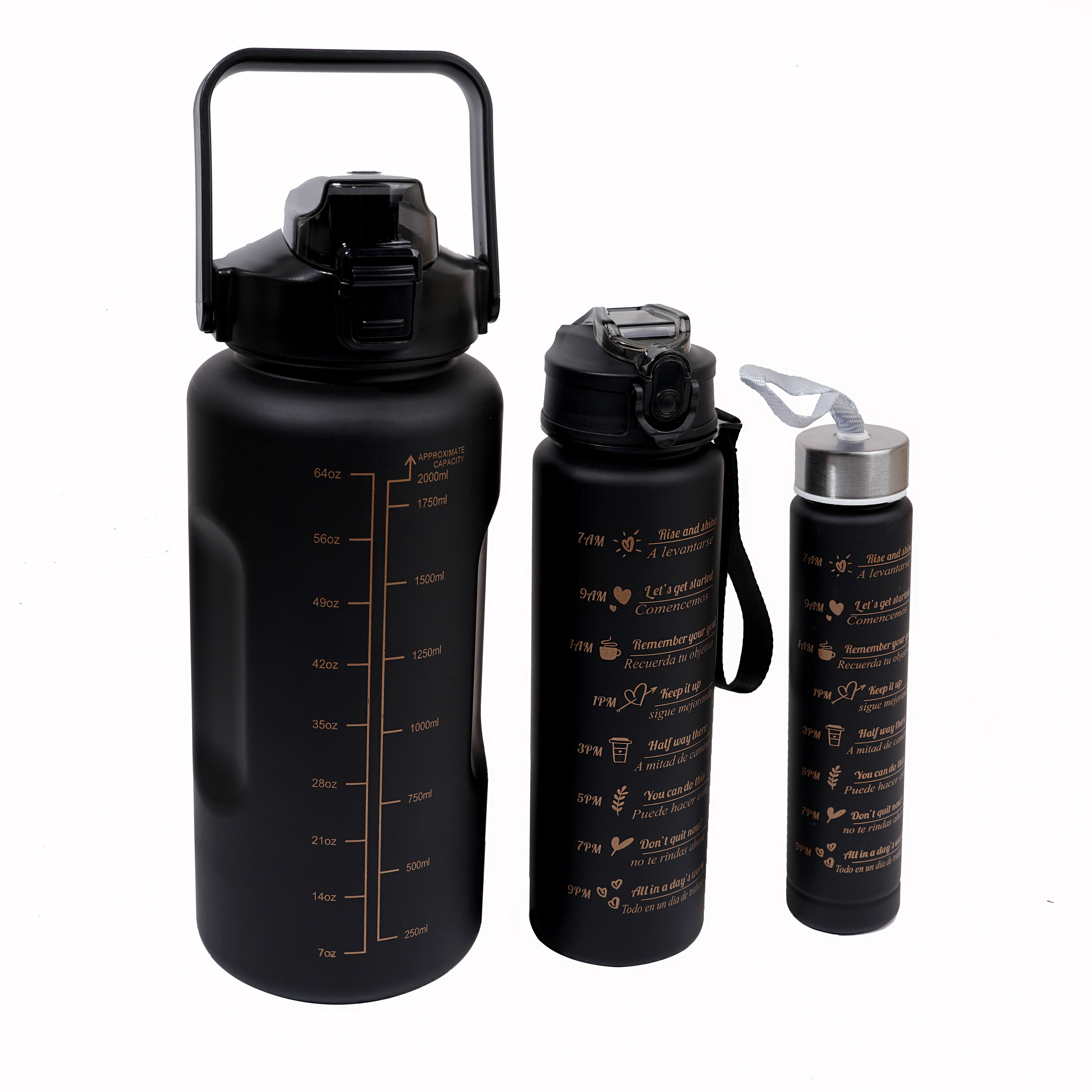 3 PCS TRANSPARENT WATER BOTTLE WITH STRAW