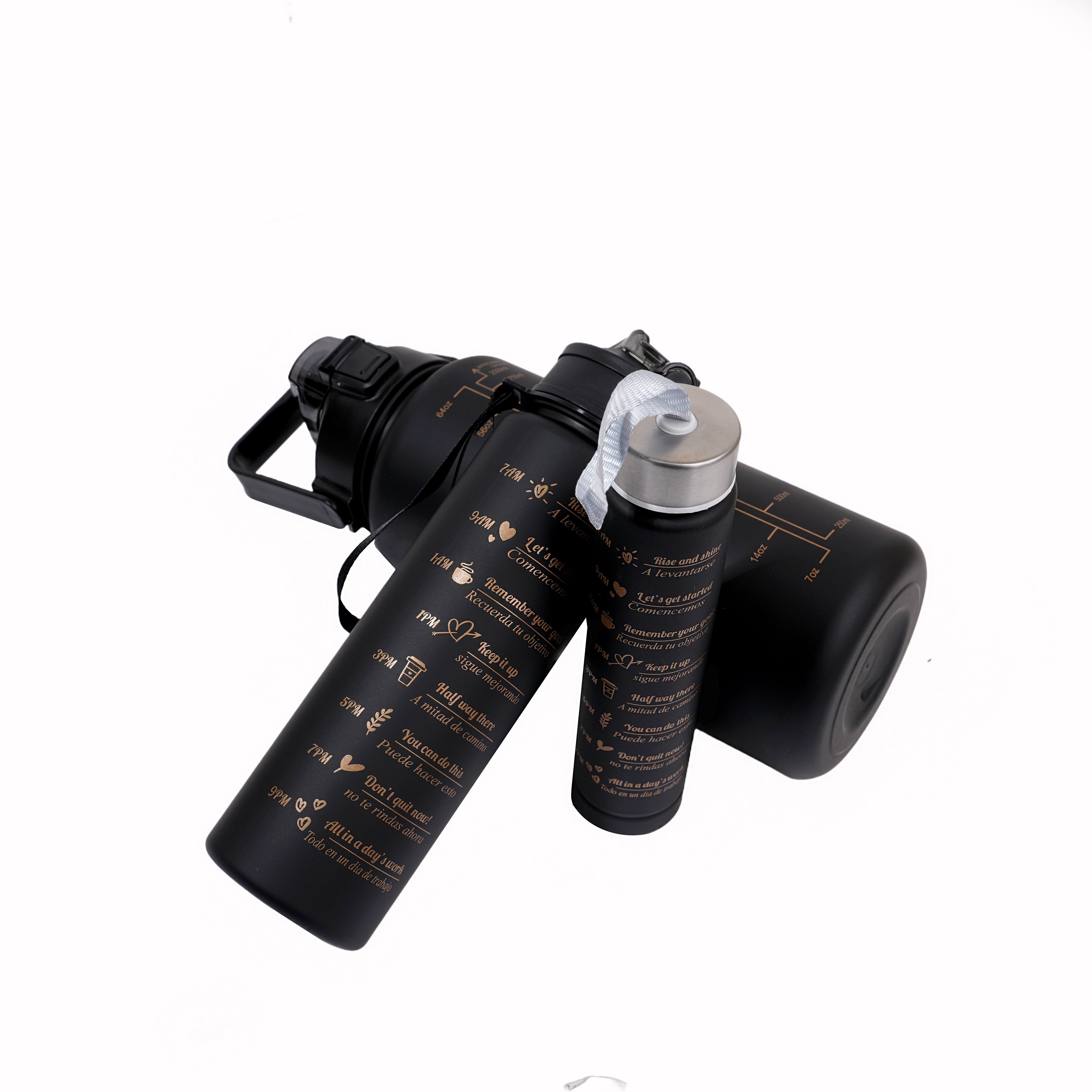 3 PCS TRANSPARENT WATER BOTTLE WITH STRAW