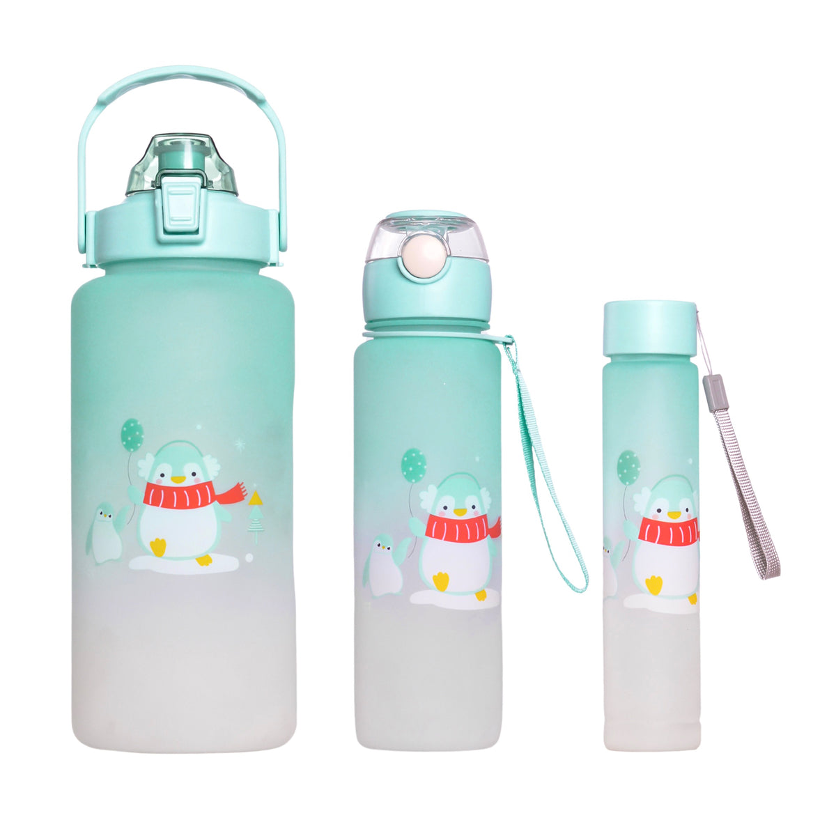 3 PCS WATER BOTTLES WITH STRAW