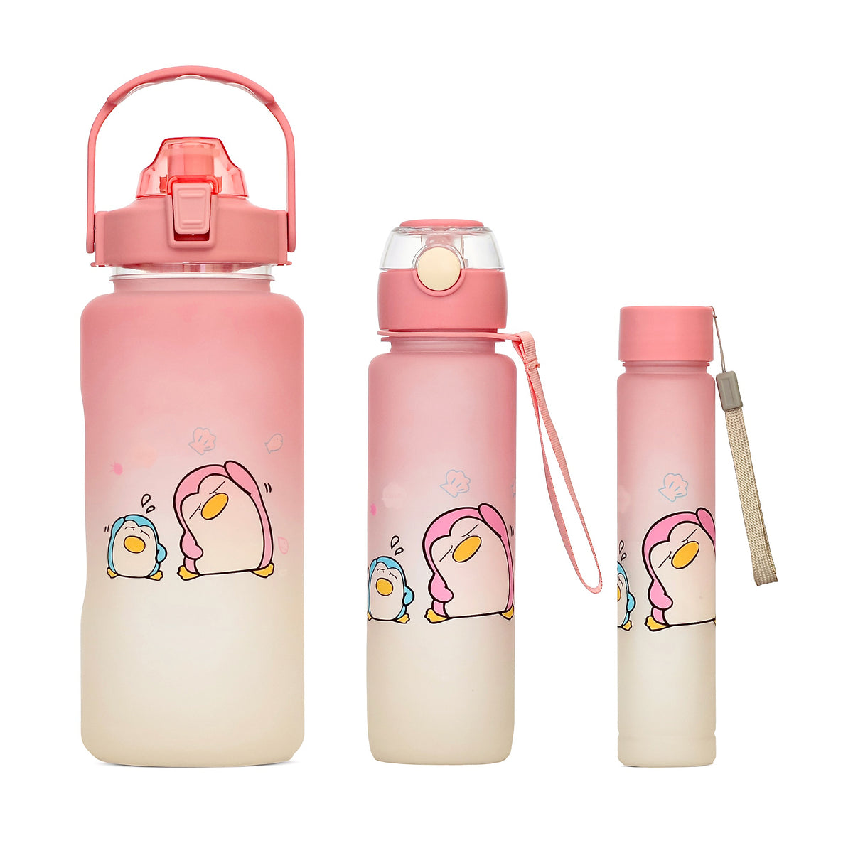 3 PCS WATER BOTTLES WITH STRAW