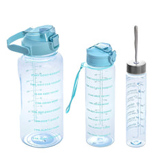 3PCS TRANPARENT WATER BOTTLES WITH STRAW