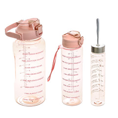 3 PCS TRANSPARENT WATER BOTTLES WITH STRAW