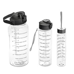 3 PCS TRANPARENT WATER BOTTLES WITH STRAW