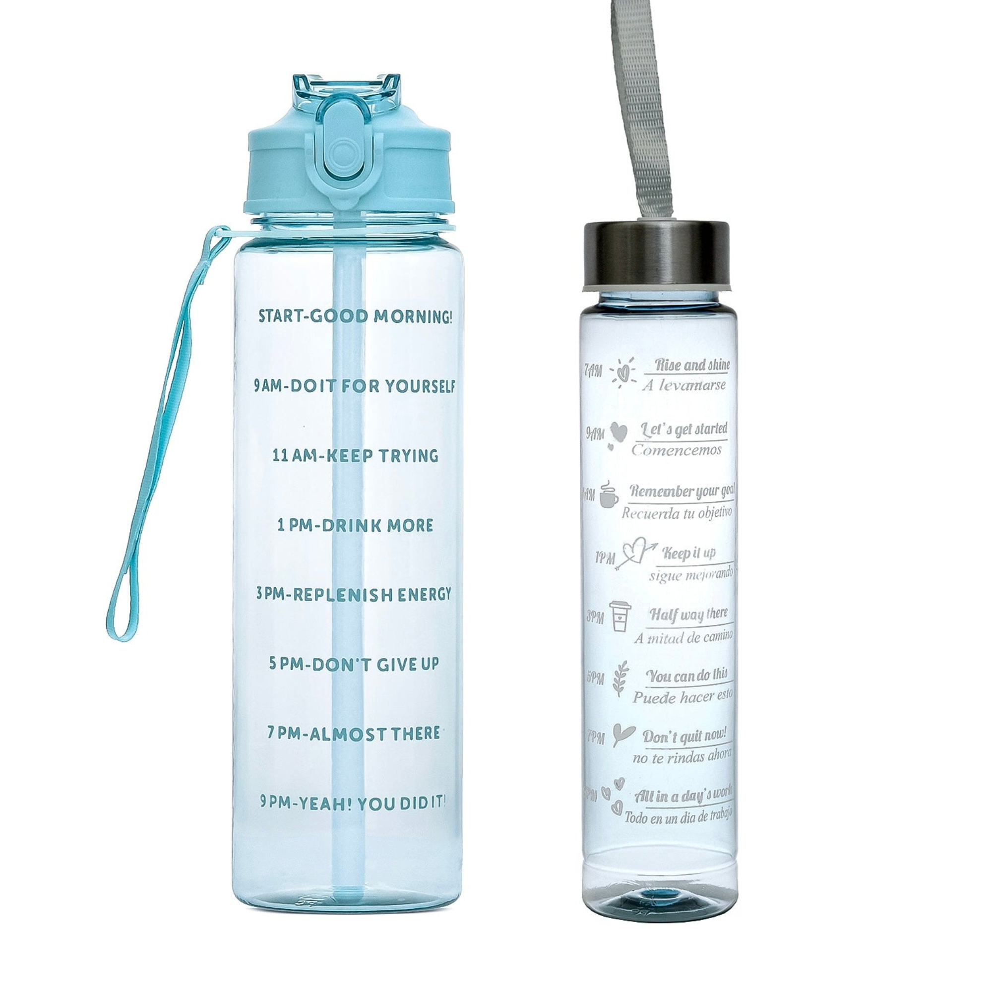 3PCS TRANPARENT WATER BOTTLES WITH STRAW